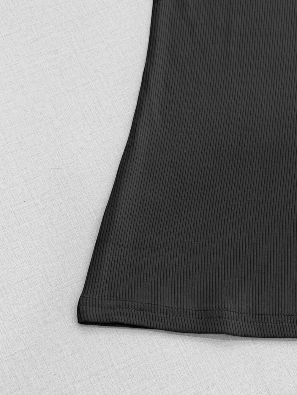 Women's Black Ribbed Casual Knit Slim Fit Summer Short Sleeve T Shirt Cap V Neck - Picture 6 of 6